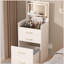 Bureau de coiffeuse 3 en 1 avec miroir ouvert, petit ensemble de coiffeuse avec bureau en verre visible, coiffeuse de maquillage compacte avec 3 tiroirs, coiffeuse pour chambre à coucher