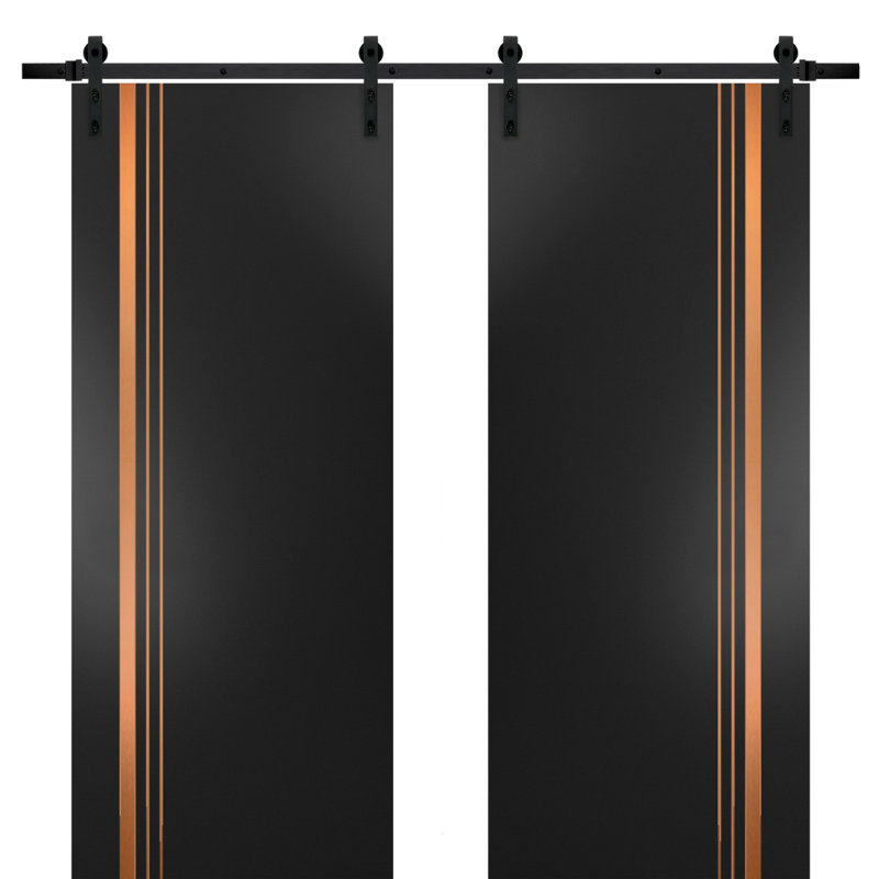 Porte de grange en bois manufacturé 1010, Noir mat, 84 po x 80 po