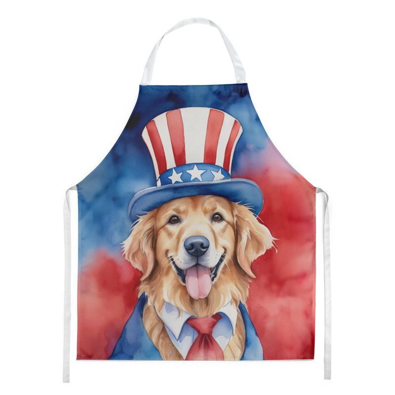Patriotic American Apron, Golden Retriever