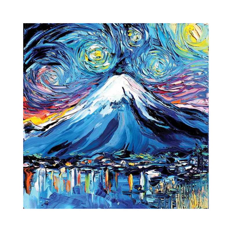 Reproduction d’art « Van Gogh never saw Fuji » par aja Trèves, Pas de tapis, H 18 po x l 18 po x 1,5 po, Toile tendue