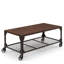 Sydelle Table basse rectangulaire en bois foncé avec plateau en filet et roulettes