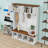 Hall Tree with Storage Bench, 4 Cabinets, 4 Open Compartments and 4 Hooks-129765834