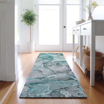 Premium Machine Washable Cerrito AMF519 Blue Rug
