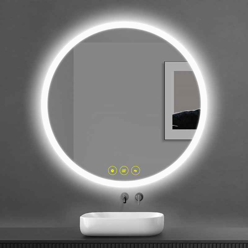 Miroir de salle de bain rond à DEL rétroéclairé Ailsa, 36 po x 36 po
