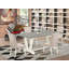 L'ensemble de table de salle à manger 7 pièces contient une table de salle à manger en ciment et 6 chaises rembourrées en lin crème avec dossier haut - Lin brossé blanc-1807674250-1807674254