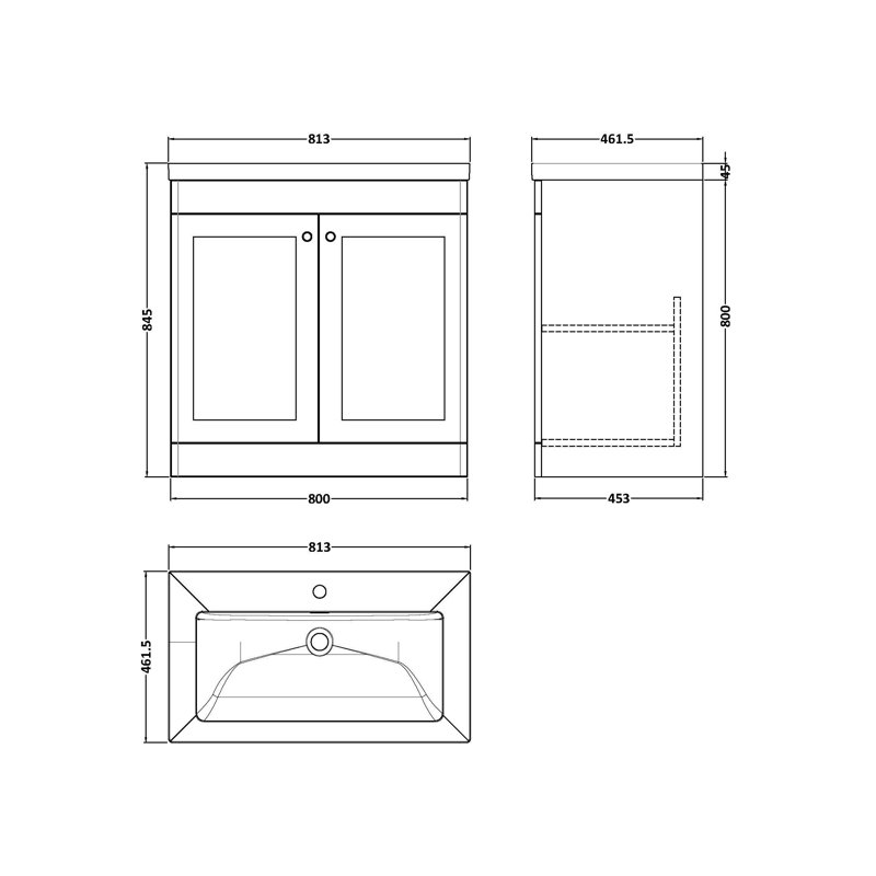Classique Bathroom Vanity, Satin White, 81.3 cm W
