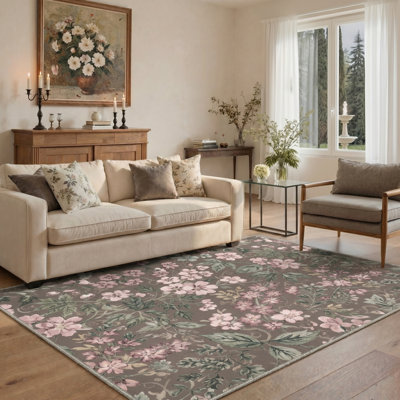 Tapis rosé / brun / vert Aura