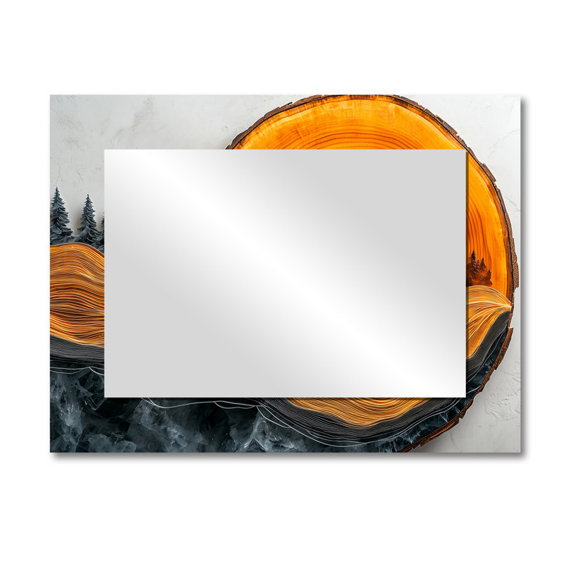 Dar Amber or du soleil rivière de cristal I - art mural miroir forêt décoratif - imprimé sur métal, 30 po x 40 po
