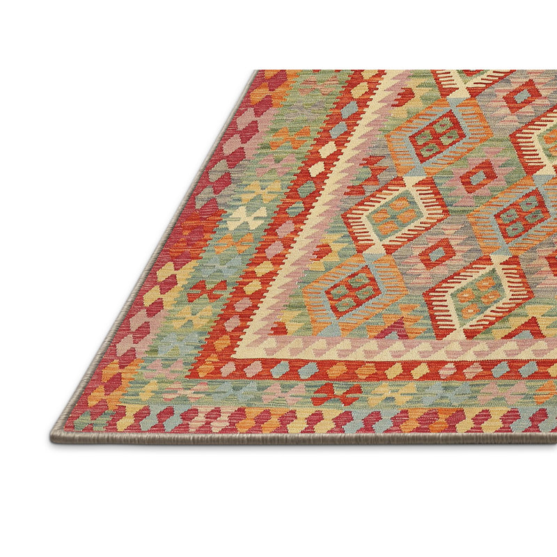 Tapis orange/jaune/vert contemporain Thuan, Rectangle 5 pi x 7 pi