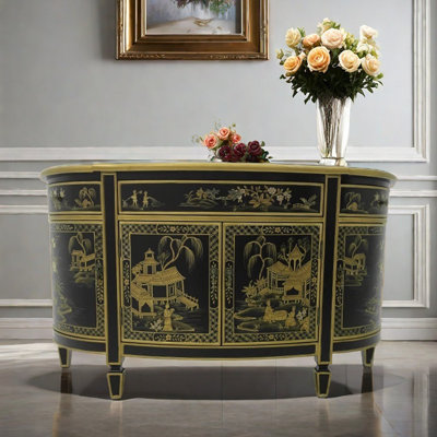 European-Style Hand-Painted Semicircular Sideboard