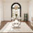 5 Piece Dining Table Set With 4 White Boucle Dining Chairs-1810920786-1810920787