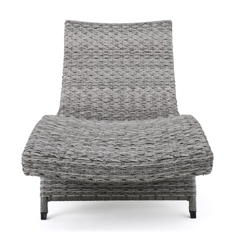 Crete Grey Polyethylene Rattan Chaise Lounge