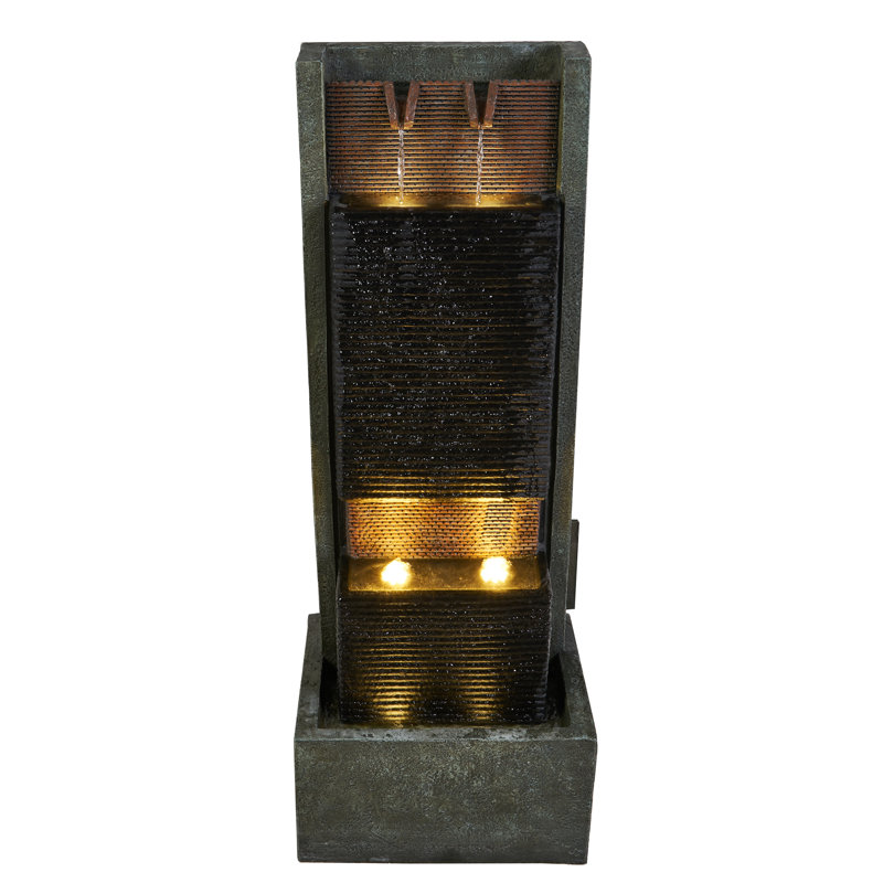 Fontaine autoportante rectangulaire 40 po avec 6 DEL blanc chaud H 40 po