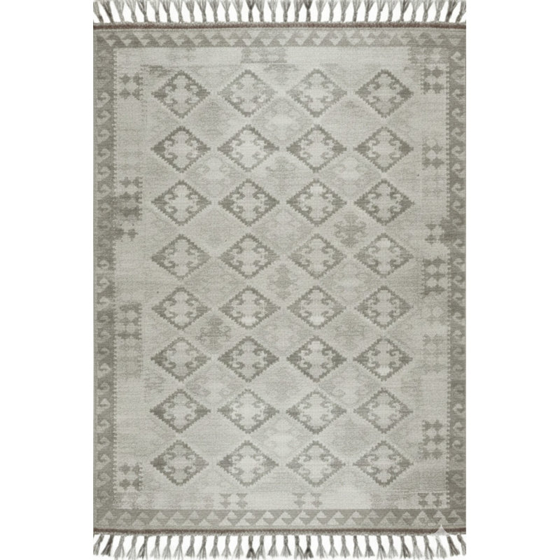 Gray Hand-Knotted Wool Diamond Repeat Geometric Modern Contemporary Carpet Rug, 12' x 15'