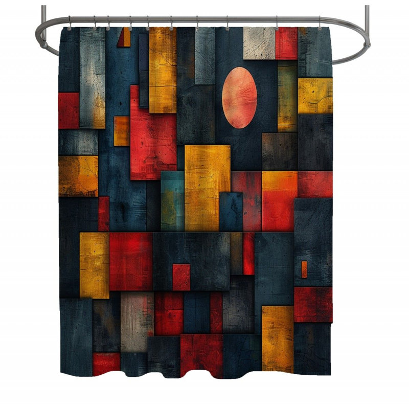Orca Animal Bathroom Geometric Shower Curtain, 93"H x 70"W