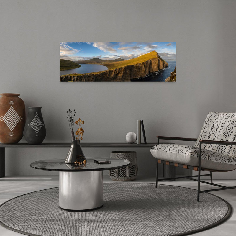 Lake Above Ocean Cliffs by Petra Van Der - Wrapped Canvas Panoramic Print, 30.48 cm H x 91.44 cm W