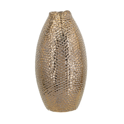 Vase en céramique 7,1 x 7,1 x 13,8 po avec finition bronze texturée