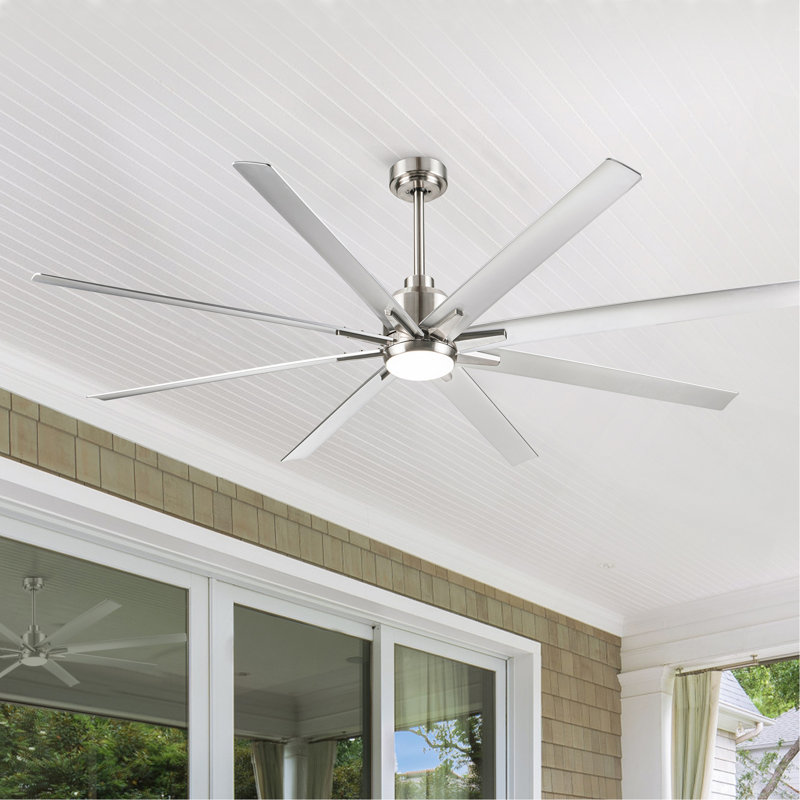 Ventilateur de plafond intelligent 72 po avec pales argentées au fini nickel brossé Smart