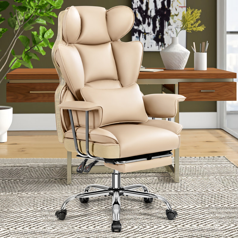Faux Leather Executive Computer Chair, Dark Beige