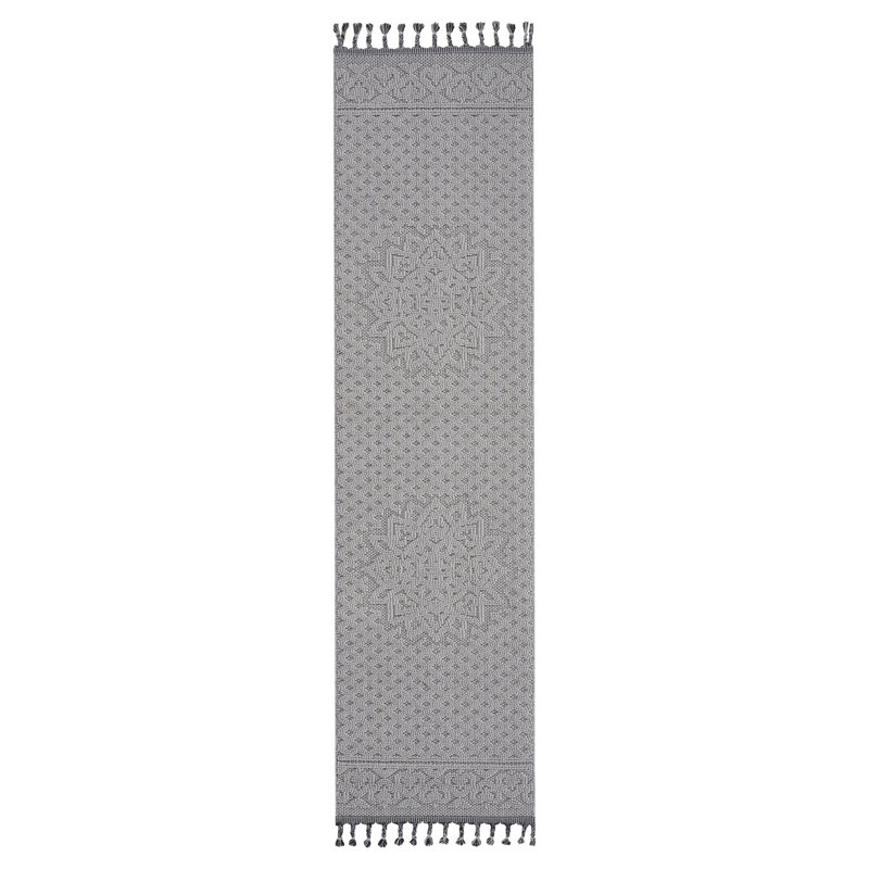 2X8 White/Ivory Medallion Indoor/Outdoor Runner Rug, Runner 2'2" x 8'