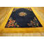 Rectangle 1920s Hand Knotted Pile Floral Medallion Wool Antique Blue Rug