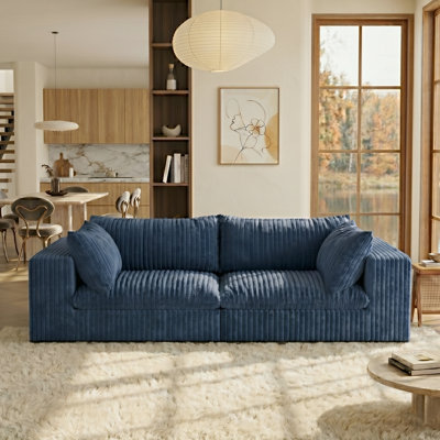 78.8" Corduroy Cloud Loveseat Couch, Lounge Sofa in a Box, Comfy Boneless Couch with Throw Pillow, Removable Cushion, 2 Seater Modular Sectional Couches for Living Room/Bedroom