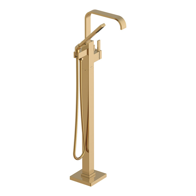 Robinet de baignoire autoportant monocommande à fixation au sol, Bronze brossé