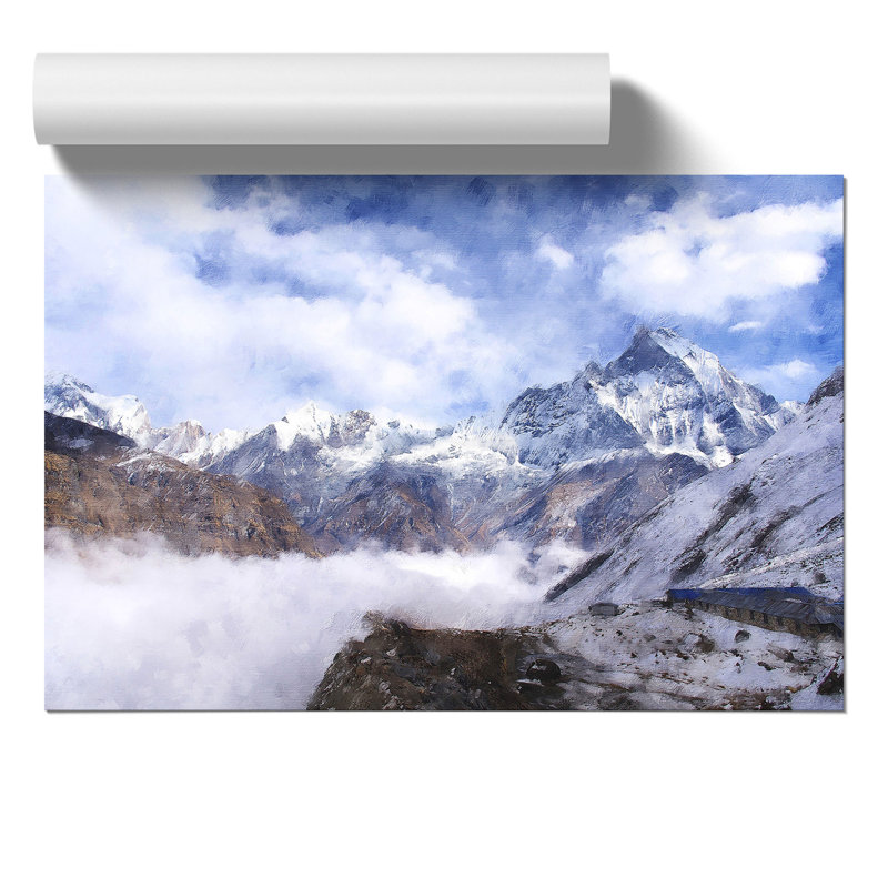 Mountain View Painting - Frameless Print, 21cm H x 30cm W x 0.1cm D