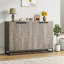 Buffet avec armoire de rangement, crédence moderne avec 4 portes et tablettes, table basse décorative pour la salle à manger de la cuisine, le salon, gris