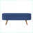 Ottoman Oval Storage Bench, Navy Blue Linen, 43.5”x16”x16” | Living Room | Wood | Walnut Brown