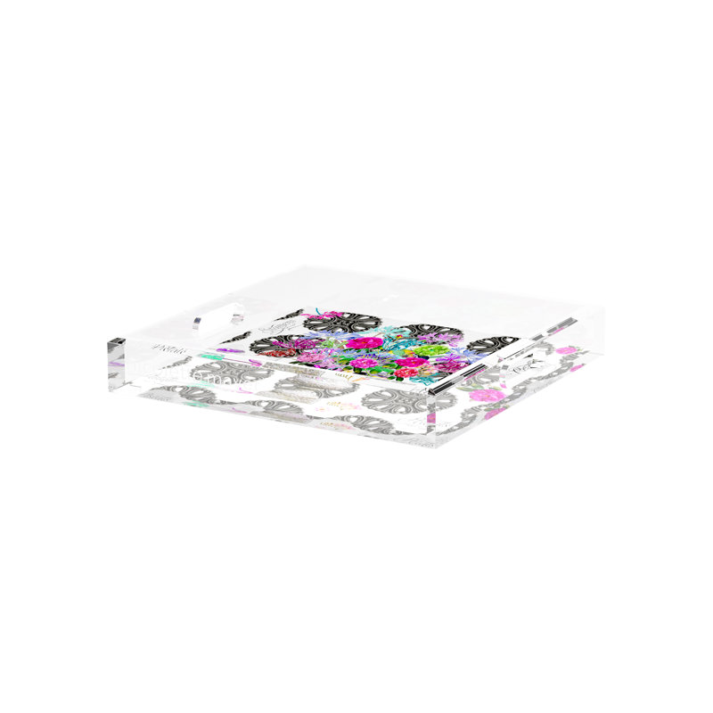 Plateau décoratif carré Pistils, L 12 po x P 12 po x H 2 po