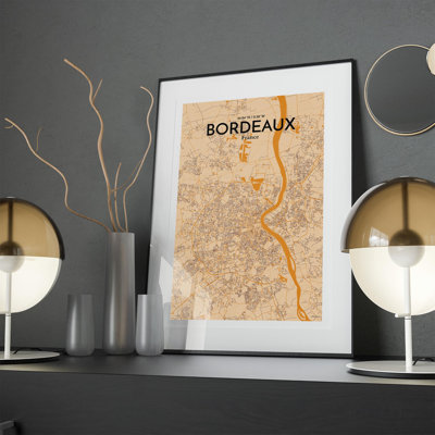 Bordeaux City Map in Vintage 1 Piece Wall Art