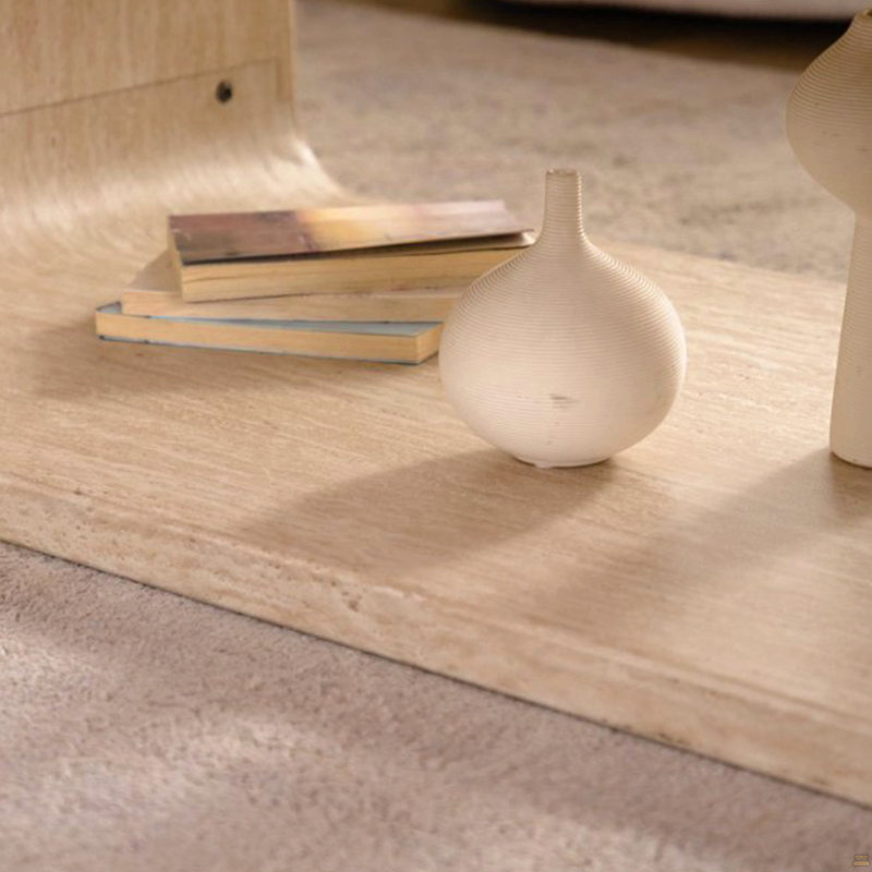 Modern Open-Frame Elegant Curved Light Wood Coffee Table With Open Storage