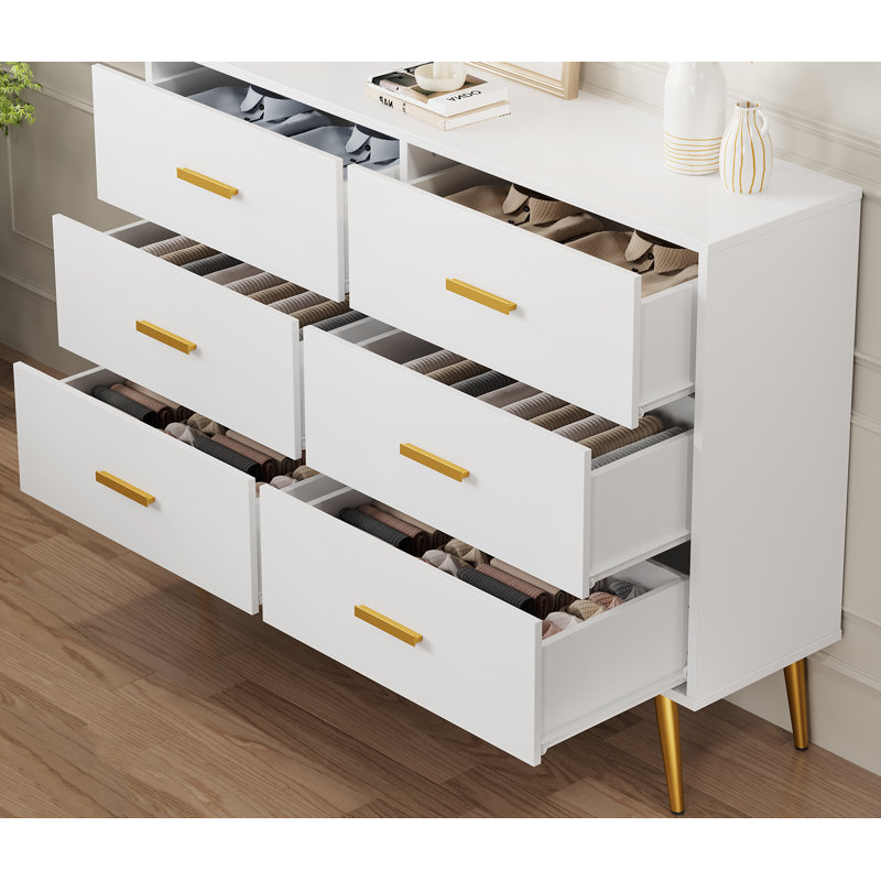 105.9 cm W Chest of 6 Drawers, White