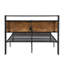 Structure de lit plateforme très grand en métal - tête de lit et pied de lit en bois avec ports USB, aucun sommier nécessaire, grand rangement sous le lit, assemblage facile