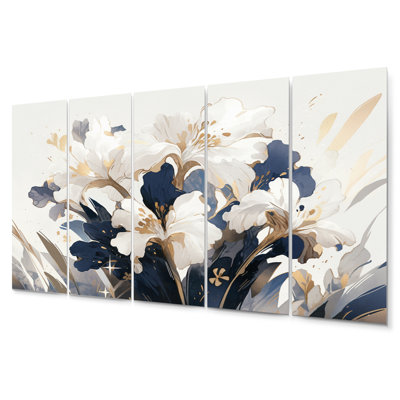 Ensemble de salon art mural doré et blanc
