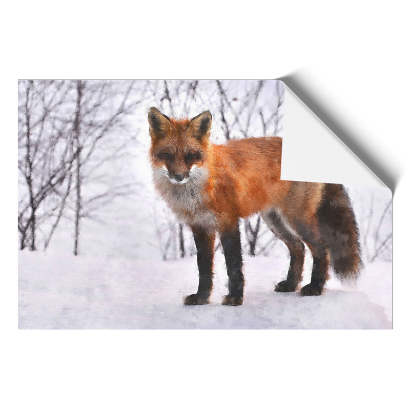 Red Fox in Winter Painting - Frameless Print, 21cm H x 30cm W x 0.1cm D