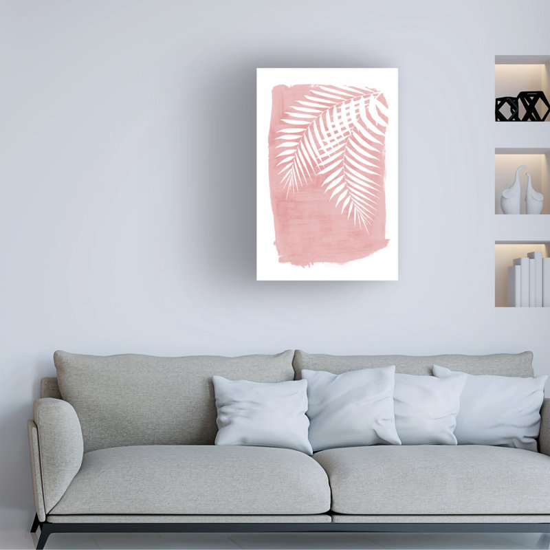 Art sur toile, feuilles de palmier roseologi, H 16 po x l 24 po