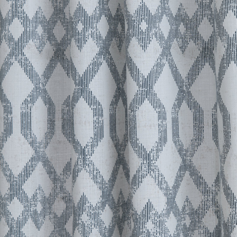 Aenneea Polyester / Linen Light-Filtering Geometric Print Curtain Panel with Grommet Top , Indingo, 50" W x 84" L