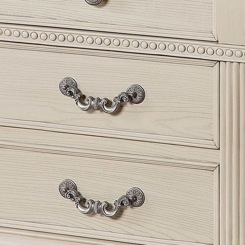 Ensemble de chambre à coucher pour très grand lit 2 pièces, bois blanc antique, table de chevet