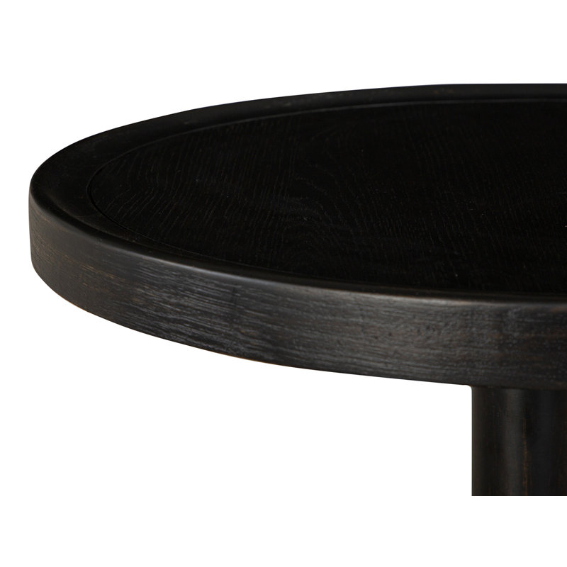 Joonwon Solid Wood Pedestal End Table, Black