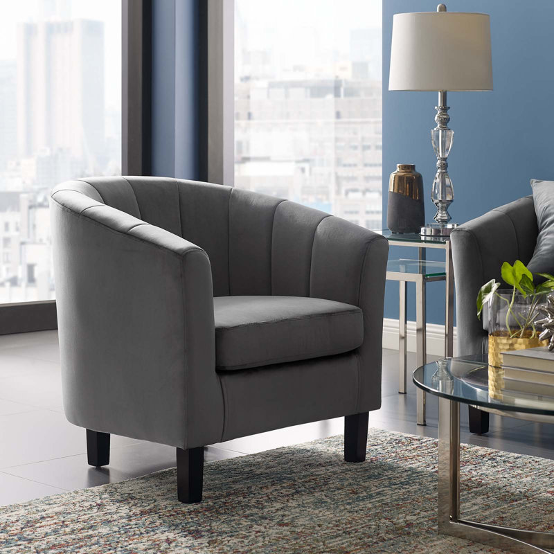 Velvet Armchair, Gray Velvet