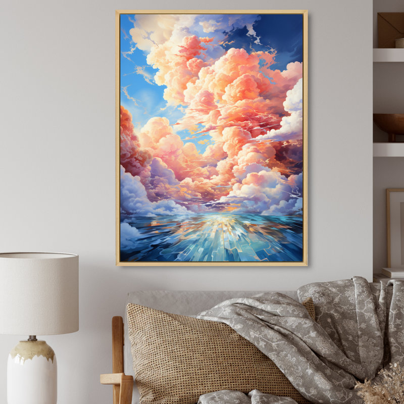 Clouds Playful Skies II - Décoration murale paysage et nature, H 44 po x l 34 po x P 1,5 po, Cadre naturel flottant