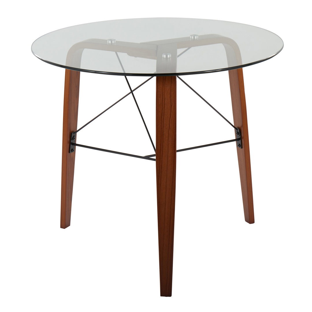 Jemarr Round Glass Top Solid Wood Base Dining Table Corrigan Studio® Base