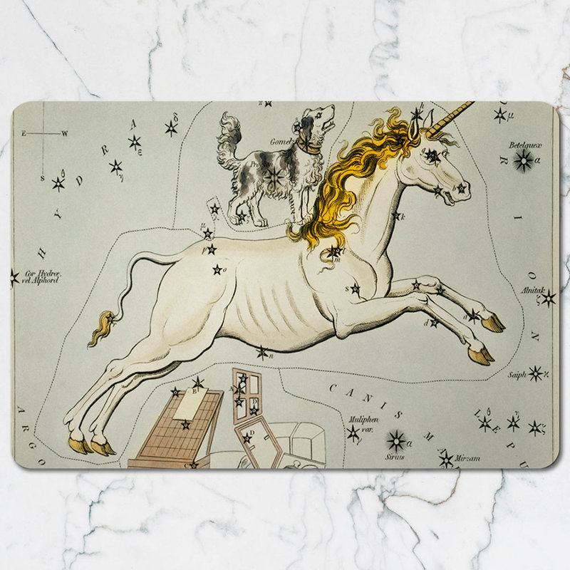Unicorn Celestial Map Placemats and Coaster Set Vintage Atlas Style