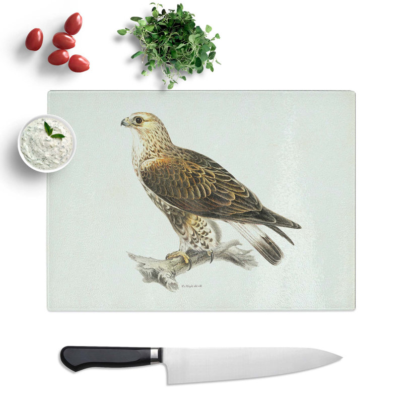 Tempered Glass Rough-Legged Hawk by Von Wright Chopping Board, 28.5 cm x 20 cm