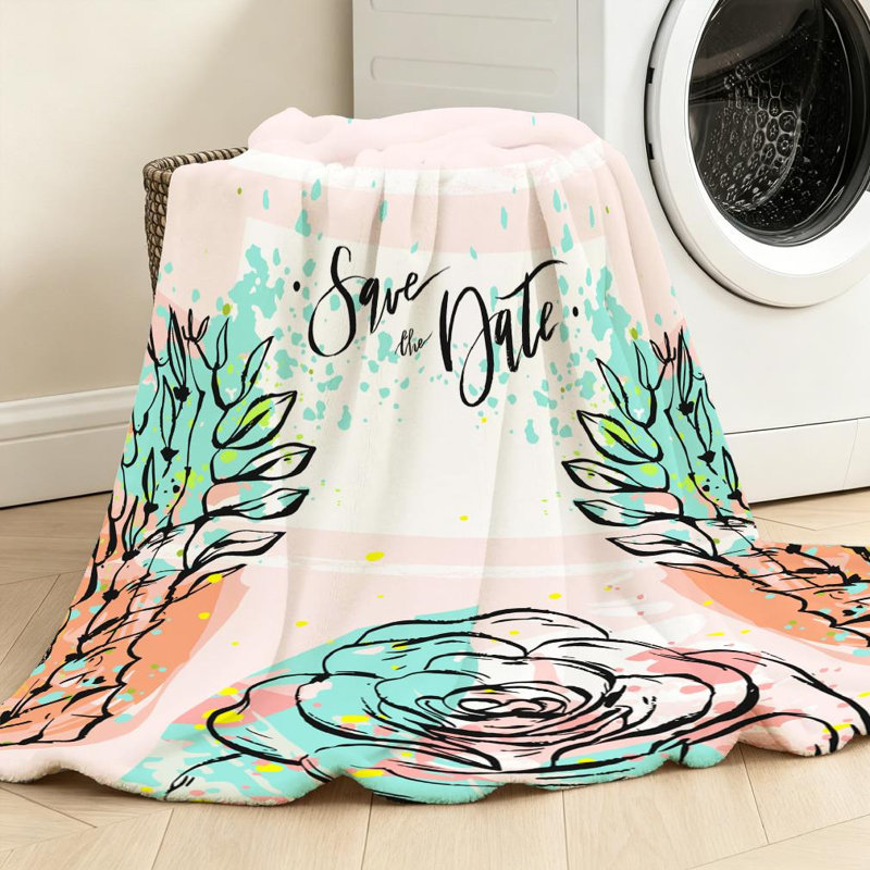 Jeté transparent en flanelle molletonnée, impression abstraite créative d'un côté, Jeté 50 po x 60 po