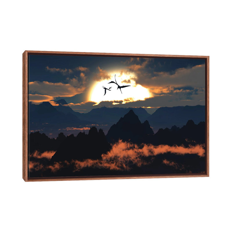 Quetzalcoatlus Flying High In Cretaceous Skies. - Floater Frame Print on Canvas, Brown Framed, 101.6 cm H x 66.04 cm W