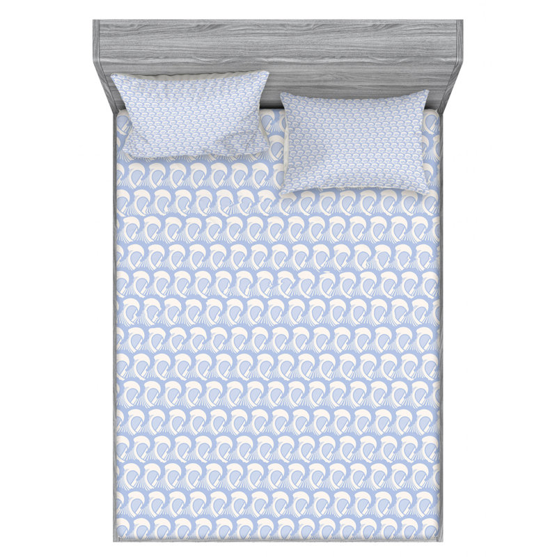 Microfiber Floral Sheet Set, Full Fitted Sheet + 2 Pillowcases, Wave