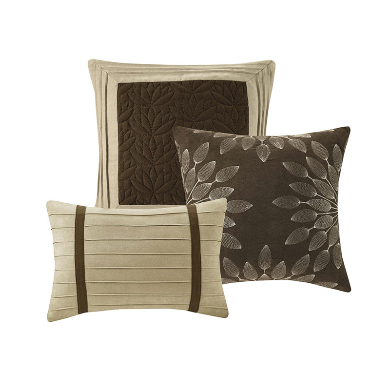 7 pièces, tissu riche, coussins brodés, 2 taies décoratives, 3 couleurs lavables à la machine, microsuède moulé, rembourrage, coussins décoratifs